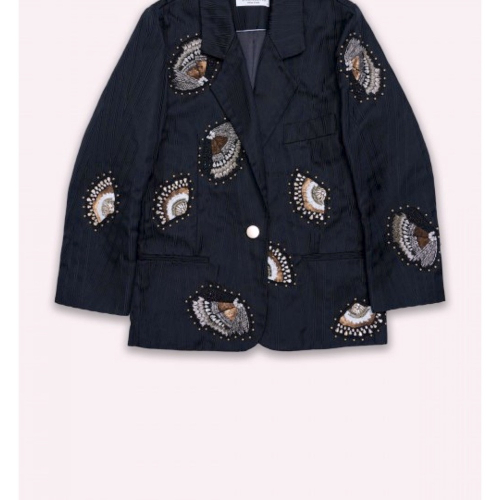 VIVIENNE HU butterfly embroidered suede jacket
